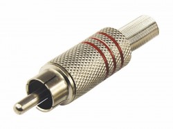Разъем штекер RCA Rexant металл под винт черный/красный 14-0410