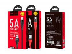 HOCO U53 для передачи данных и зарядки (быстрая зарядка)USB-Type-C, 5A, 1.2м, красный