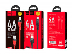 HOCO U53 для передачи данных и зарядки (быстрая зарядка)USB-microUSB, 4A, 1.2м, черный