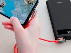 HOCO U77 Excellent elbow для передачи данных и зарядки USB-Lightning, 3A, 1.2м, красный