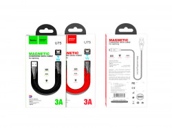 HOCO U75 Blaze для передачи данных и зарядки USB-Lightning, магнитный коннектор, 3A, 1.2м, черный