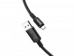 HOCO U63 Spirit для передачи данных и зарядки USB-microUSB, LED подсветка активируется звуком, 2.4А, 1.2м, черный