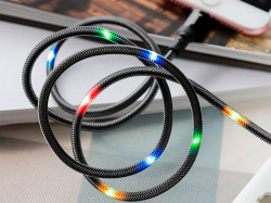 HOCO U63 Spirit для передачи данных и зарядки USB-microUSB, LED подсветка активируется звуком, 2.4А, 1.2м, черный