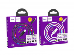 HOCO U63 Spirit для передачи данных и зарядки USB-microUSB, LED подсветка активируется звуком, 2.4А, 1.2м, черный
