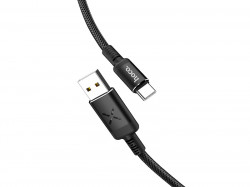 HOCO U63 Spirit для передачи данных и зарядки USB-Type-C, LED подсветка активируется звуком, 3А, 1.2м, черный
