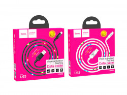 HOCO U63 Spirit для передачи данных и зарядки USB-Type-C, LED подсветка активируется звуком, 3А, 1.2м, черный