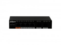 Коммутатор сетевой Dahua DH-PFS3006-4ET-60 4 PoE, 2x100 Мб/с Uplink