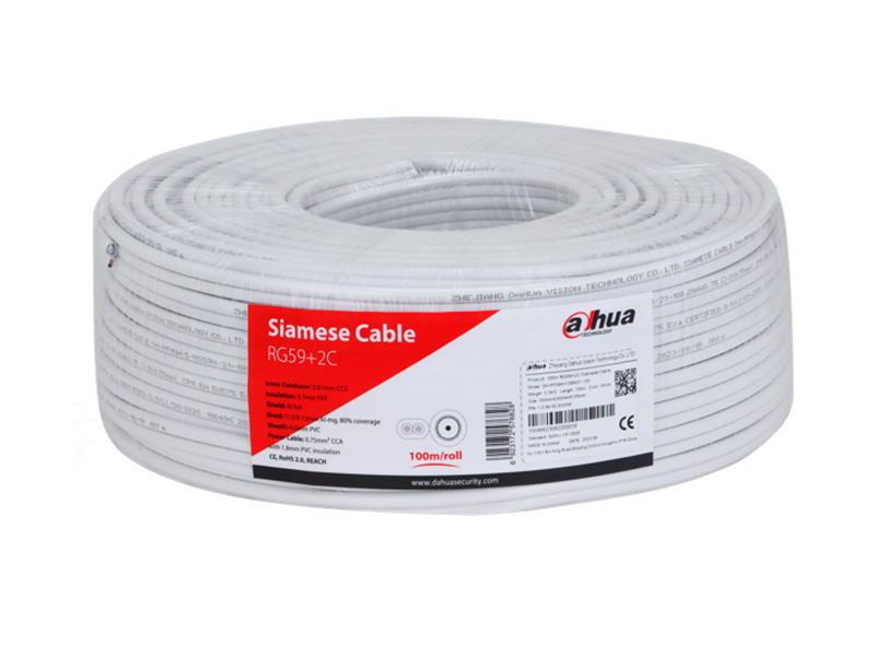 Кабель коаксиальный с питанием Dahua DH-PFM941I-RG59N/21-100 (100м в бухте/0.75мм2 CCA с изоляцией из PVC 1.8мм/ белый)